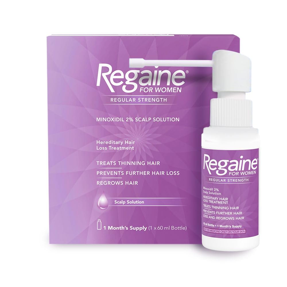 Regaine/Rogaine for Women Regular Strength Scalp Solution (1x 60ml bottle), Hair Regrowth Treatment for Hereditary Hair Loss, Female Hair Loss Solution with 2% Minoxidil