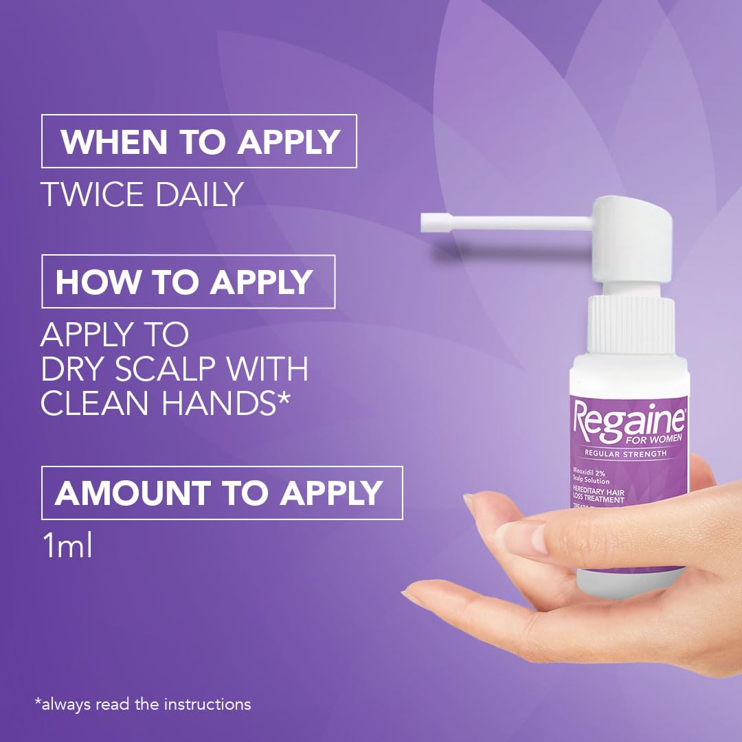 Regaine/Rogaine for Women Regular Strength Scalp Solution (1x 60ml bottle), Hair Regrowth Treatment for Hereditary Hair Loss, Female Hair Loss Solution with 2% Minoxidil